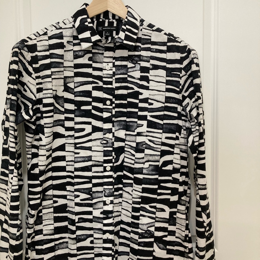 INC International Concepts Black and White Dress Shirt